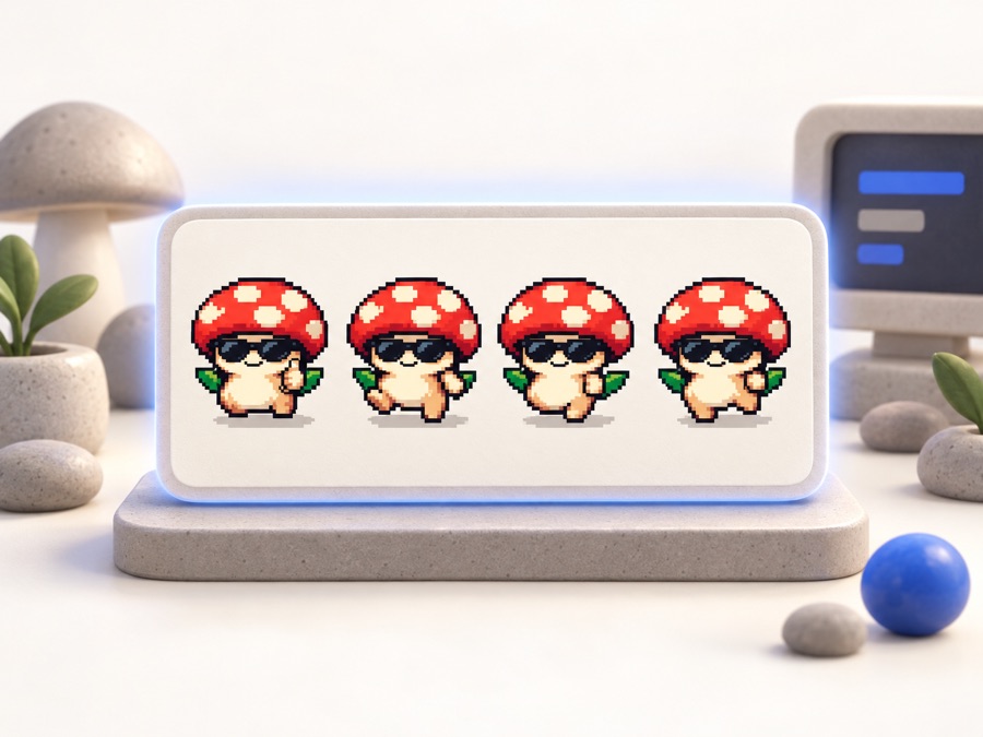 A pixel-art mushroom sprite sheet