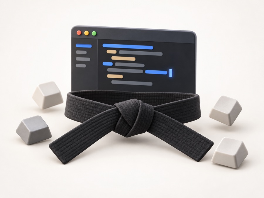 A code editor and a black belt